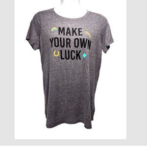 NWOT Torrid Make Your Own Luck Grey Crew Neck Slim Fit Tee Plus Size 1X